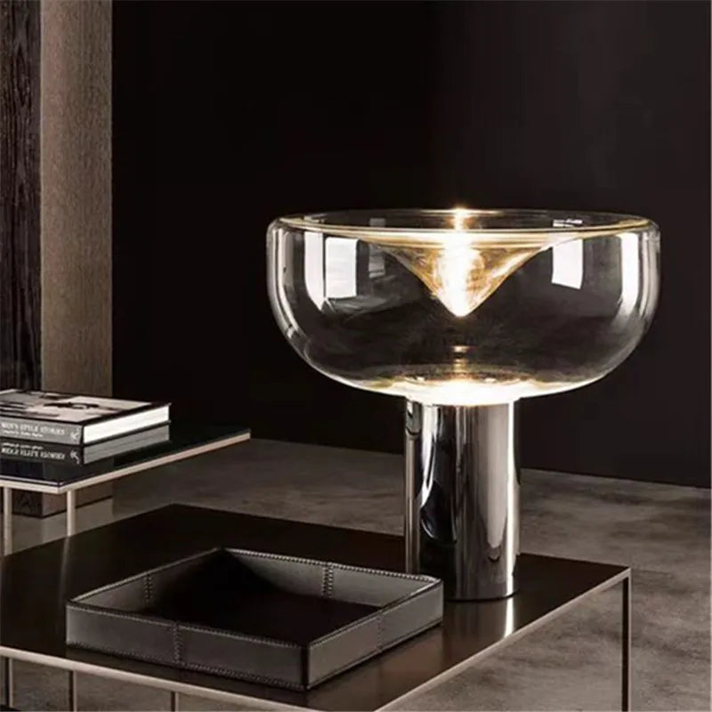 Afralia™ Aella Table Lamp: Elegant Clear Glass Luxury Art Desk Lamp for Office, Bedroom, and Foyer