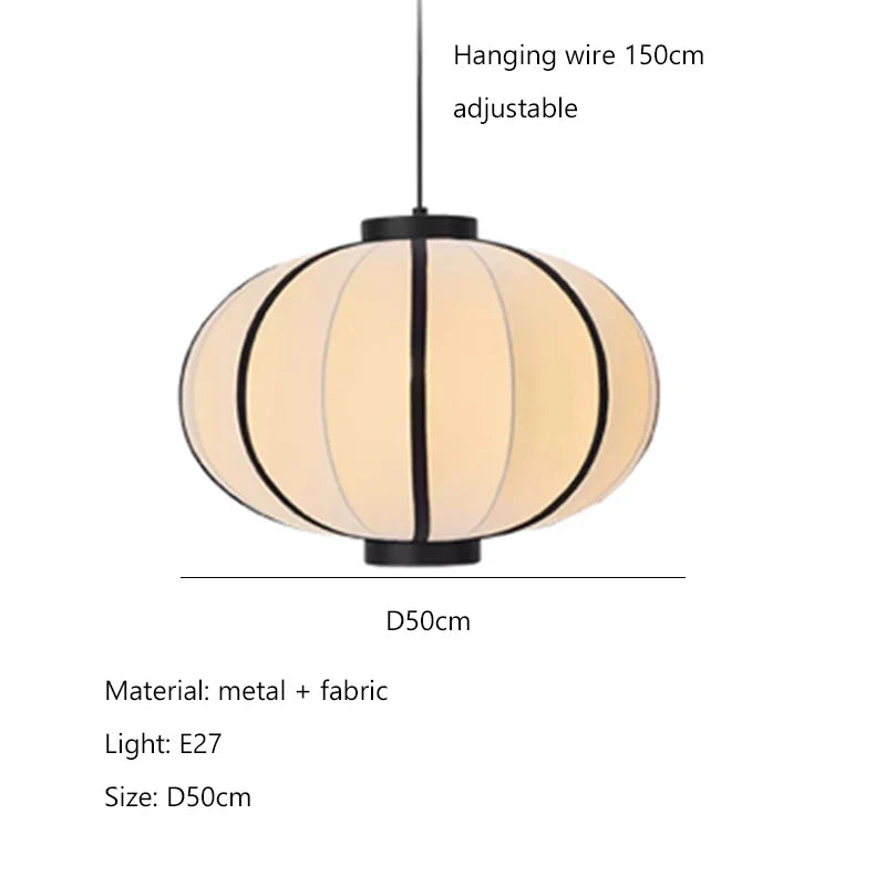 Afralia™ Fabric Lantern Chandelier Pendant Lights for Nordic Minimalist Decor