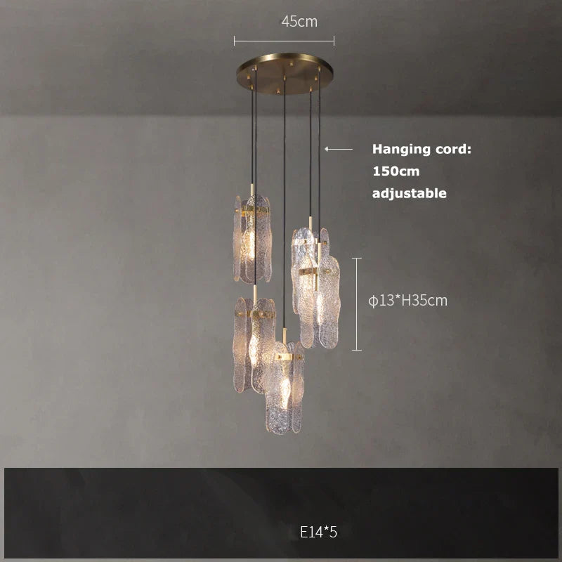 Afralia™ Gold Water Ripple Glass Ceiling Lamp for Bedroom Kitchen Home Decor