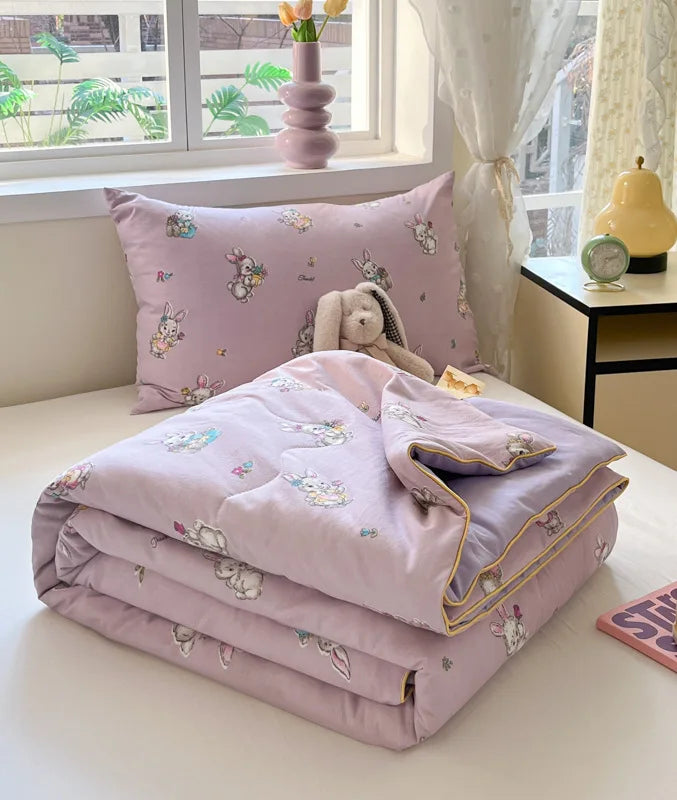 Afralia™ Cartoon Printed Summer Lightweight Cooling Blanket for Kids and Students.