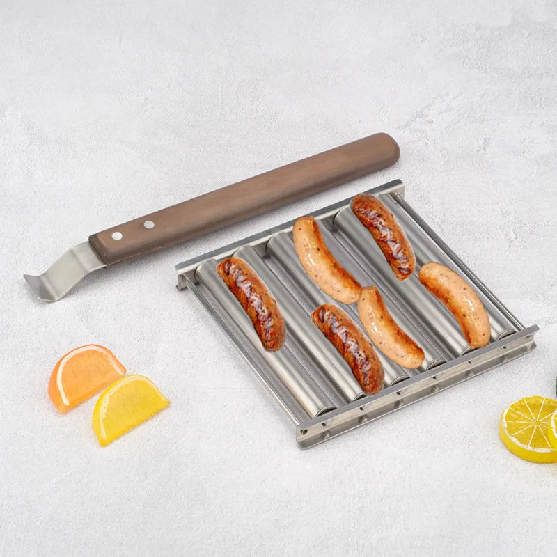 Stainless Steel BBQ Set with Grilling Grid & Sausage Roller Rack by Afralia™