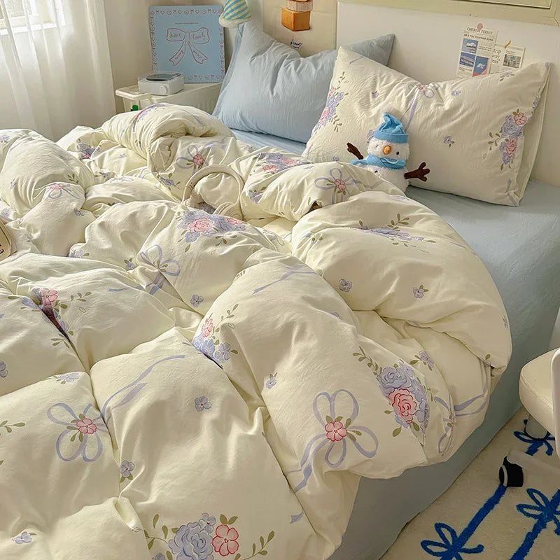 Afralia™ Cartoon Pattern Cotton Fitted Sheet Set – Soft & Cozy Bedding for Adults & Kids