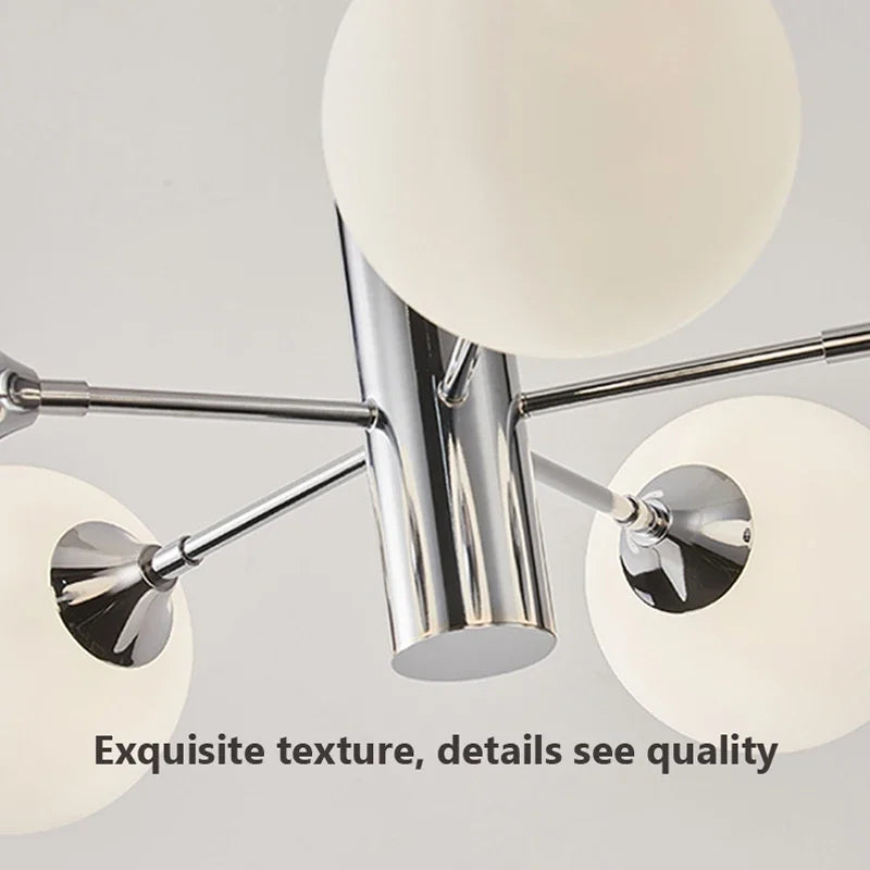 Afralia™ White Glass Ball LED Chandelier for Bedroom and Dining Room