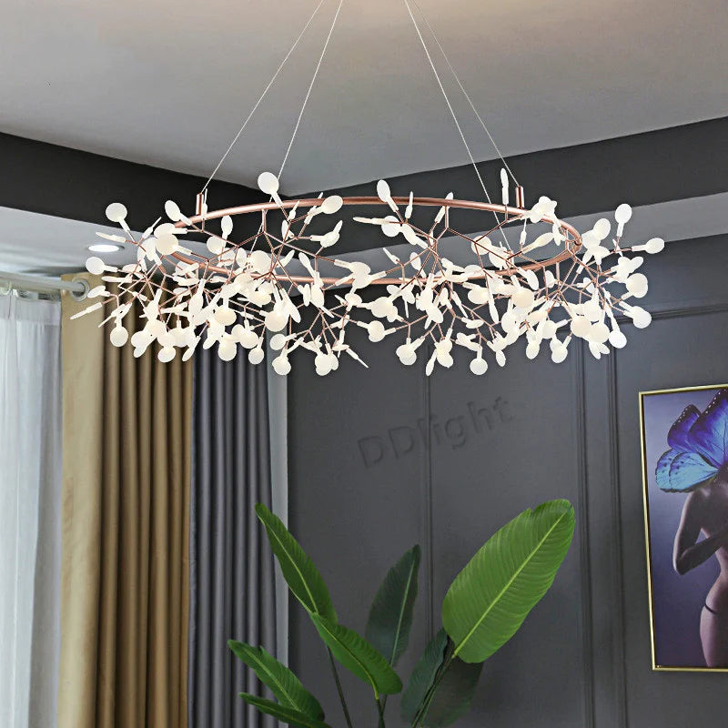 Afralia™ Firefly LED Chandelier: Modern Luxury Rings Pendant Lamp for Living Room & Kitchen