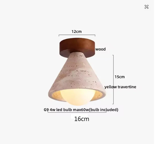 Afralia™ Round LED Ceiling Lamp Yellow Travertine Indoor Flush Mount Light