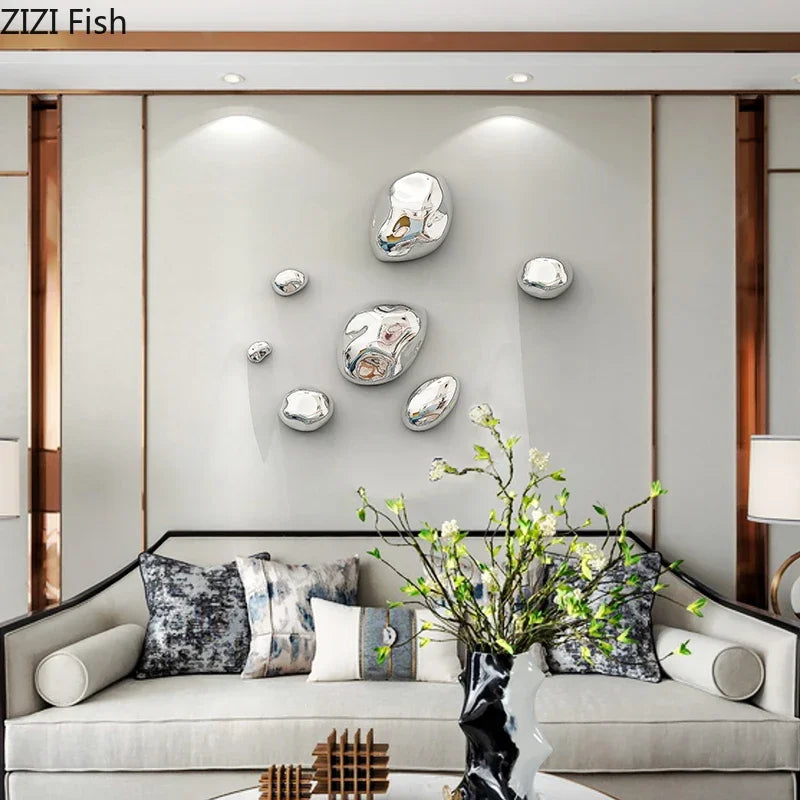 Afralia™ 3D Stone Wall Ornaments: Room Aesthetics & Decoration - Plating Craft Stone Pendants