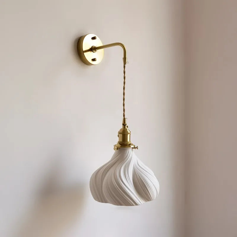 Afralia™ Nordic LED Ceramic Copper Wall Lamp Sconce for Bedroom Bathroom Mirror