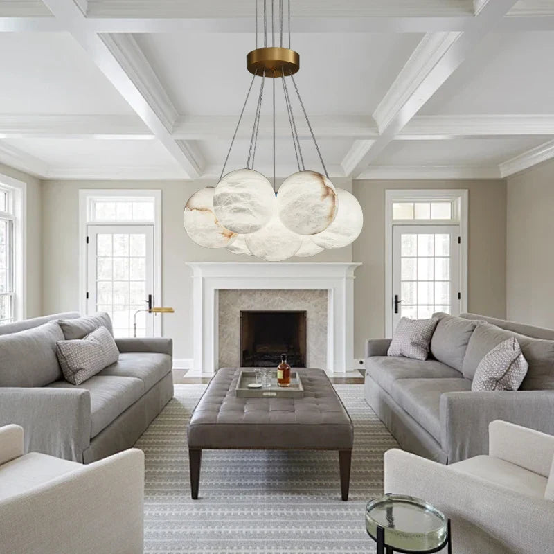 Afralia™ Marble Vains Ceiling Pendant Lights Luxe Home Decor Villa Duplex Lighting