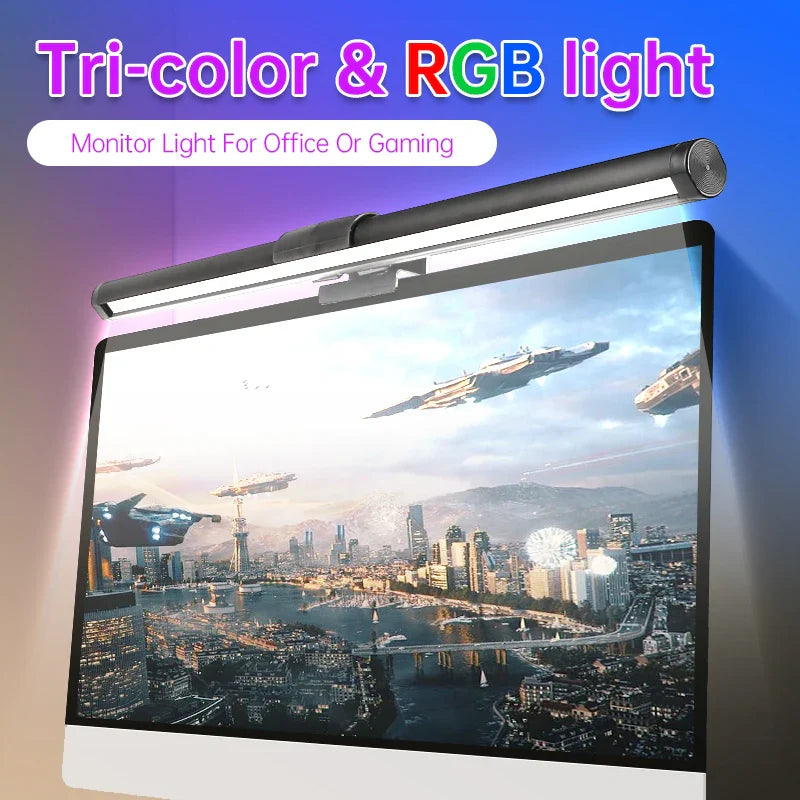 Afralia™ LED Monitor Bar Light for Dimming PC Screen, Stepless RGB Desk Lamp