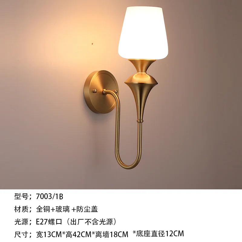 Afralia™ Copper Glass LED Wall Sconce, Black/Gold Luxury Minimalist for Living Room & Bedroom