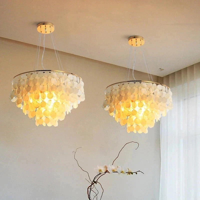 Afralia™ Nordic Luxury Shell Chandelier for Dining Room and Living Room Lighting