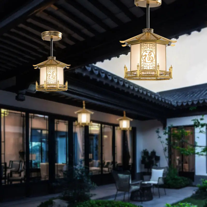 Afralia™ Chinese Style Balcony Pendant Light