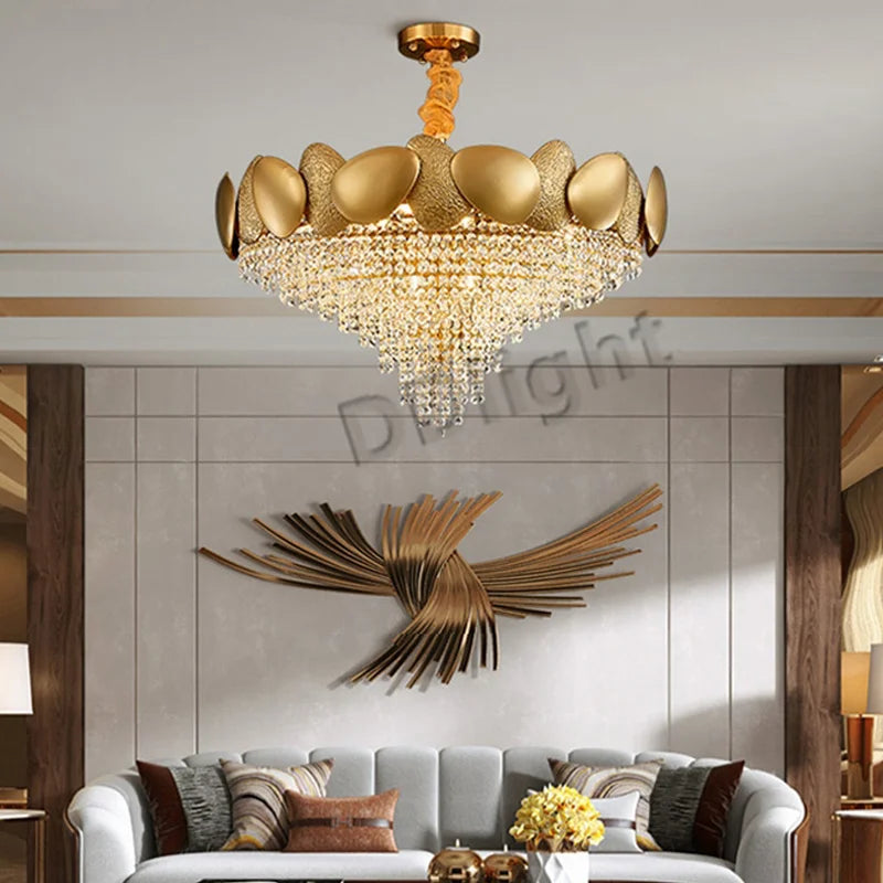 Afralia™ Crystal Tassles LED Pendant Chandelier | Modern Luxury Living Room Ceiling Light