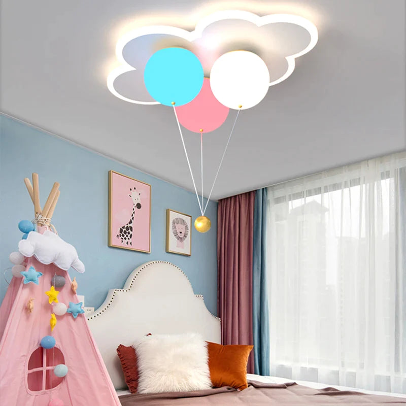 Afralia™ Kids Ceiling Chandelier - Colorful Acrylic Ballon White Pink Lamps with Remote Control