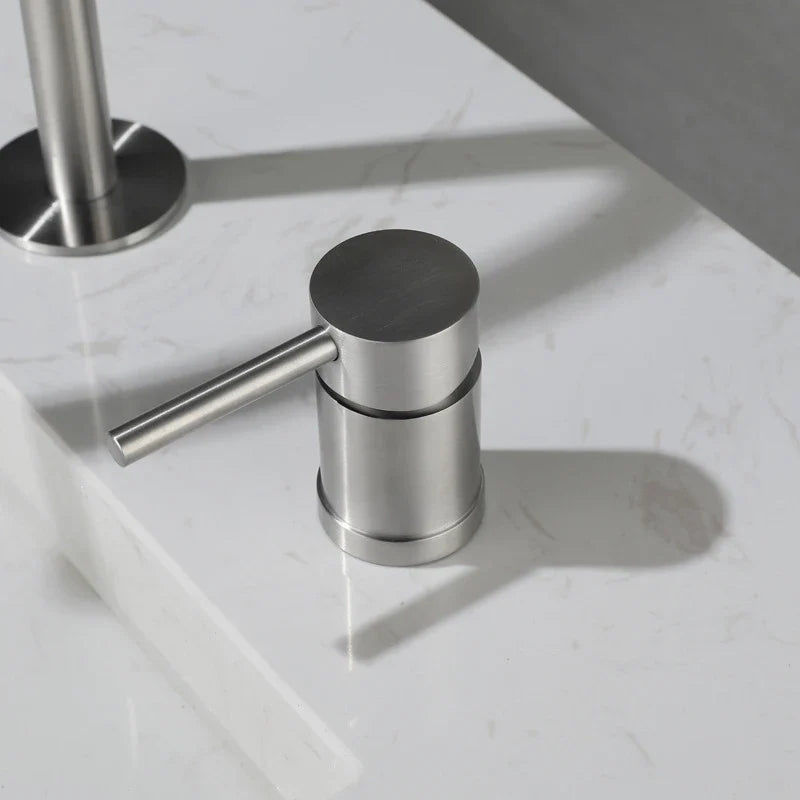Afralia™ Brushed Stainless Steel Bathroom Faucet - Deck Mounted Basin Mixer Tap