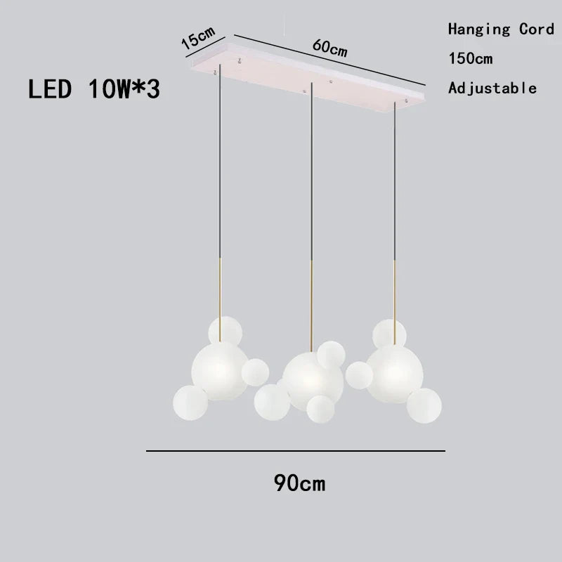 Afralia™ Round LED Glass Pendant Light, Modern White Bubble Lampshade for Home Ceiling Decor