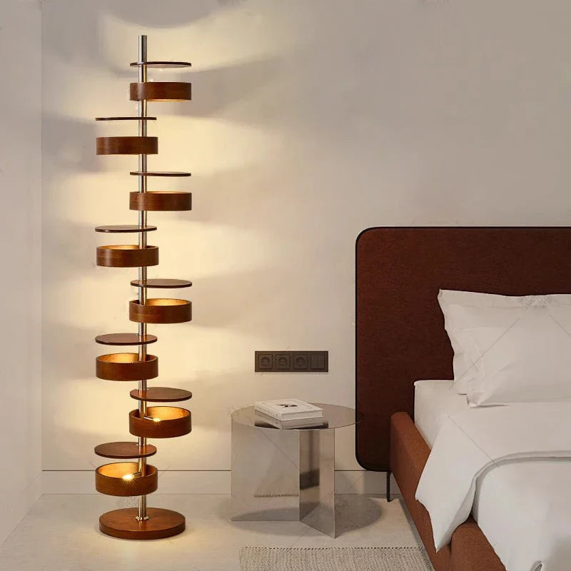 Afralia™ Staircase Designer LED Floor Lamp - Modern Creative Wooden Decor Lighting