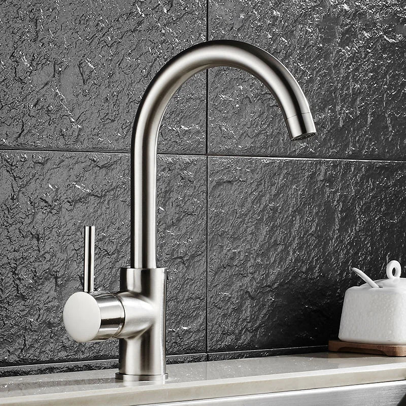 Afralia™ Brass Kitchen Faucet 360 Rotate Swivel Sink Mixer - Black, Single Hole