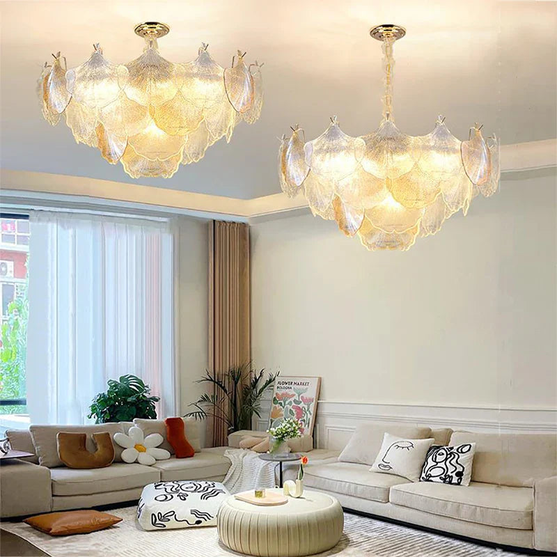 Afralia™ LED Dimmable Shell Ceiling Chandelier - Modern Round Hanging Lamp