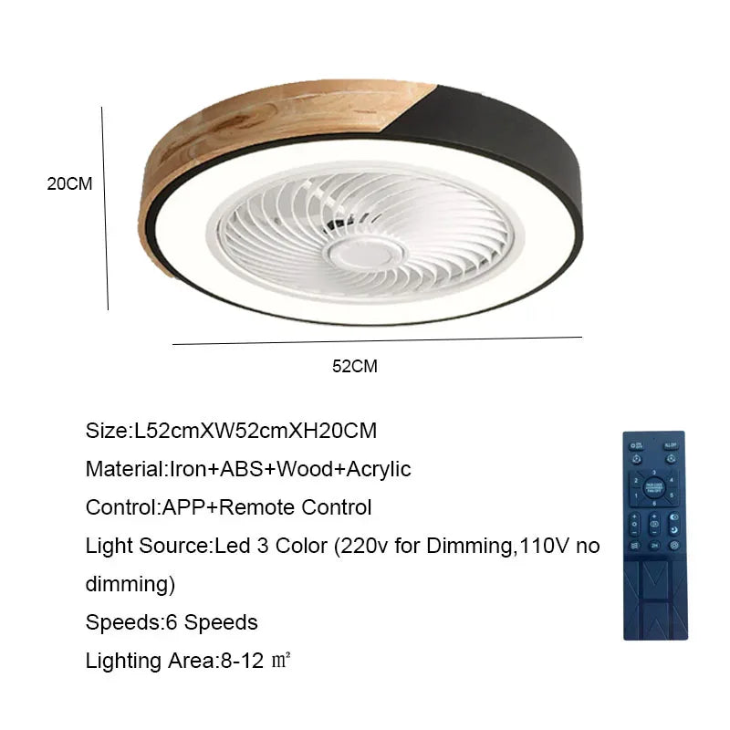 Afralia™ 52CM DC Motor Ceiling Fan Light 6 Speeds 36W Wood Fans Lamp