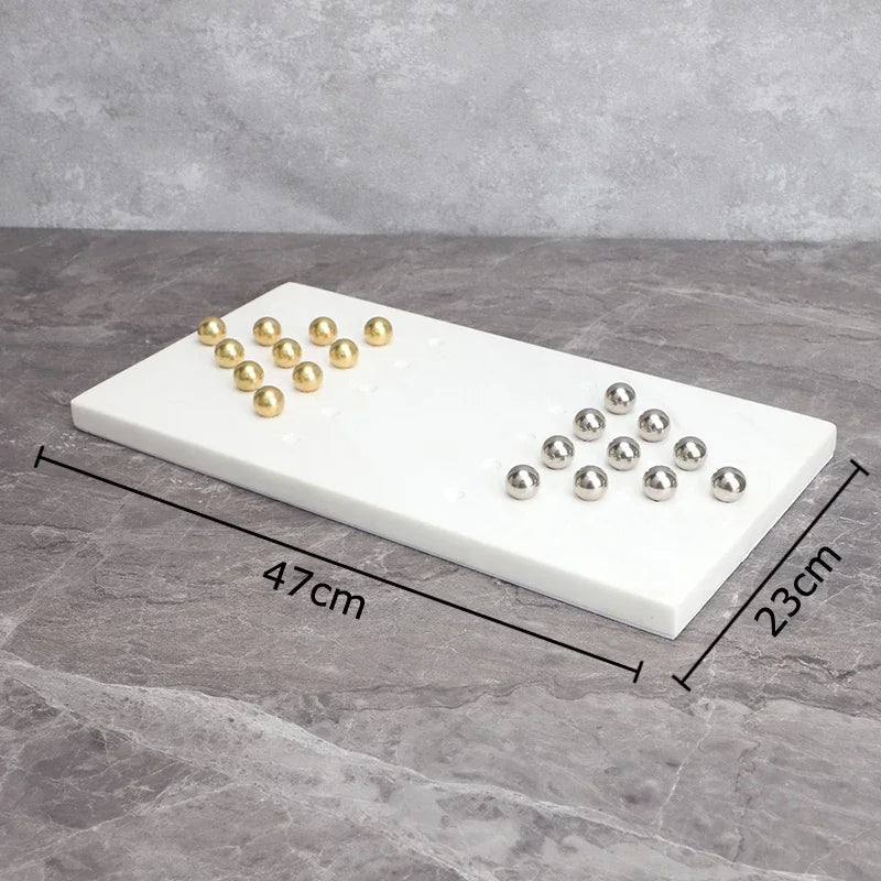 Afralia™ Marble Chessboard Set with Metal Checkers Pieces for Casual Chess Games