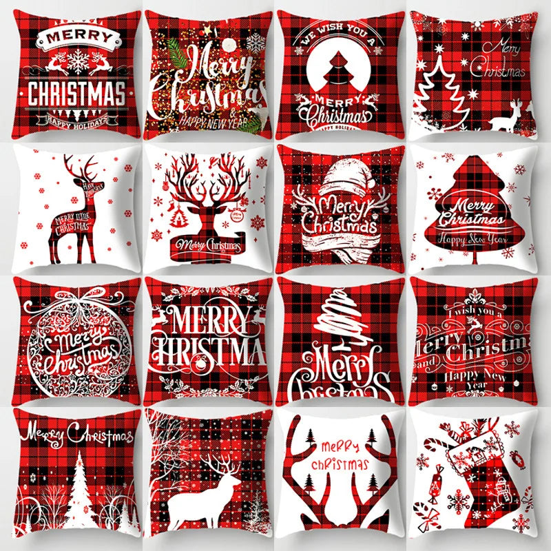 Afralia™ Christmas Cushion Cover 45x45cm Xmas Pillowcase for Sofa - Happy New Year 2023