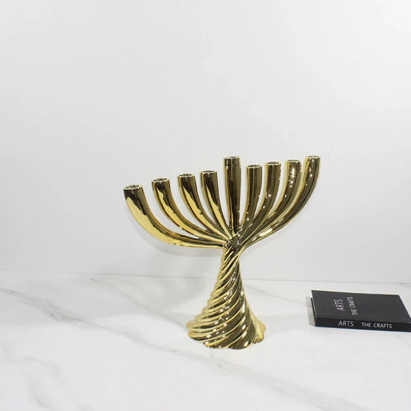 Afralia™ Gold Geometric Twist Candle Holder Set for Stylish Home Decor