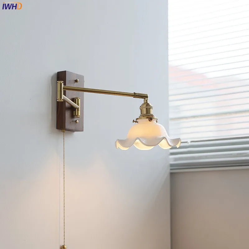 Afralia™ Ceramic LED Wall Light with Copper Arm, Modern Design, Up Down Lampshade
