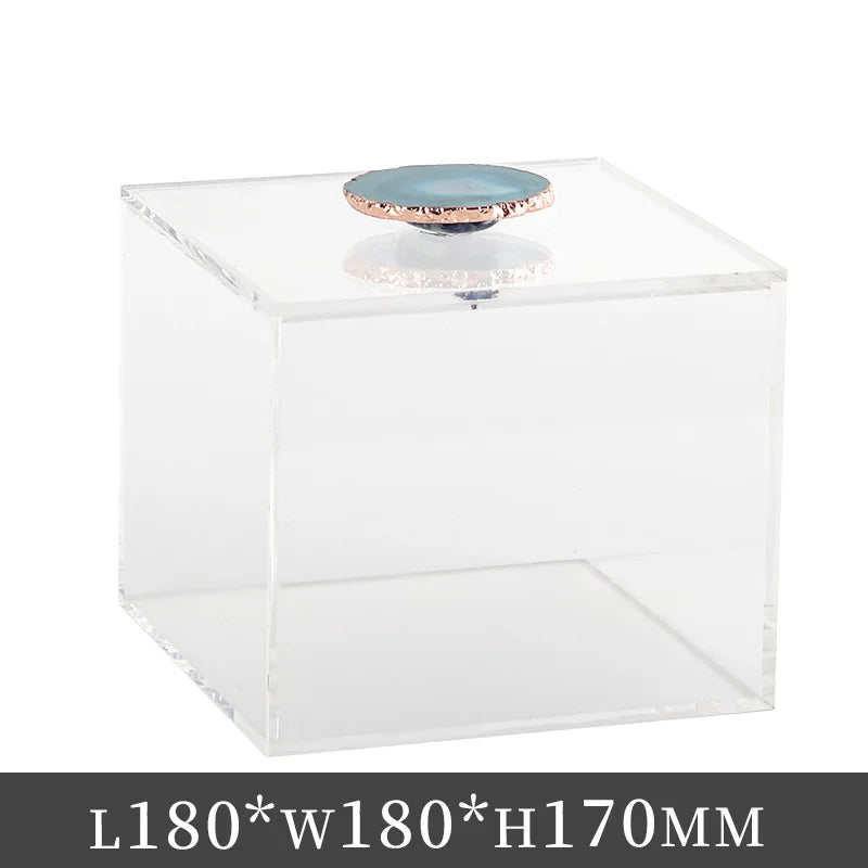 Afralia™ Clear Acrylic Agate Crystal Jewelry Display Box Dustproof Room Decor Holder