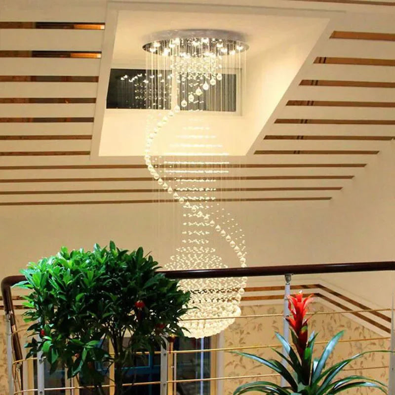 Afralia™ Modern Spiral Crystal Chandelier - Luxury Rain Drop Flush Mount Ceiling Light