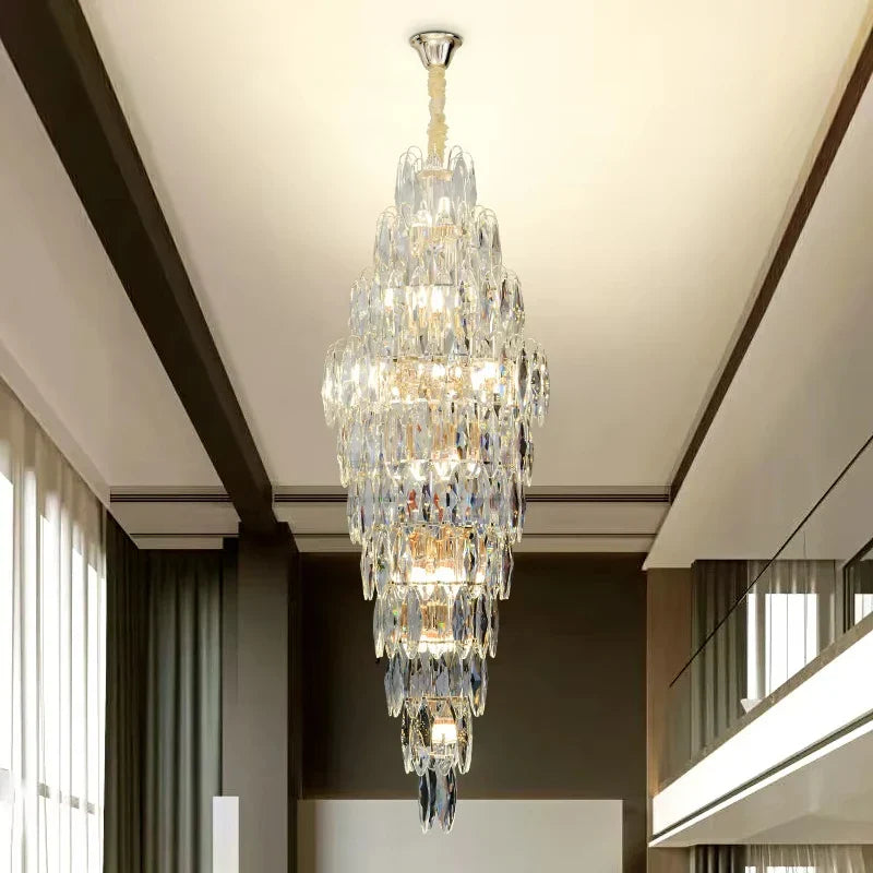 Afralia™ European Crystal Duplex Chandelier for Hotel Lobby Staircase & Villa Living Room