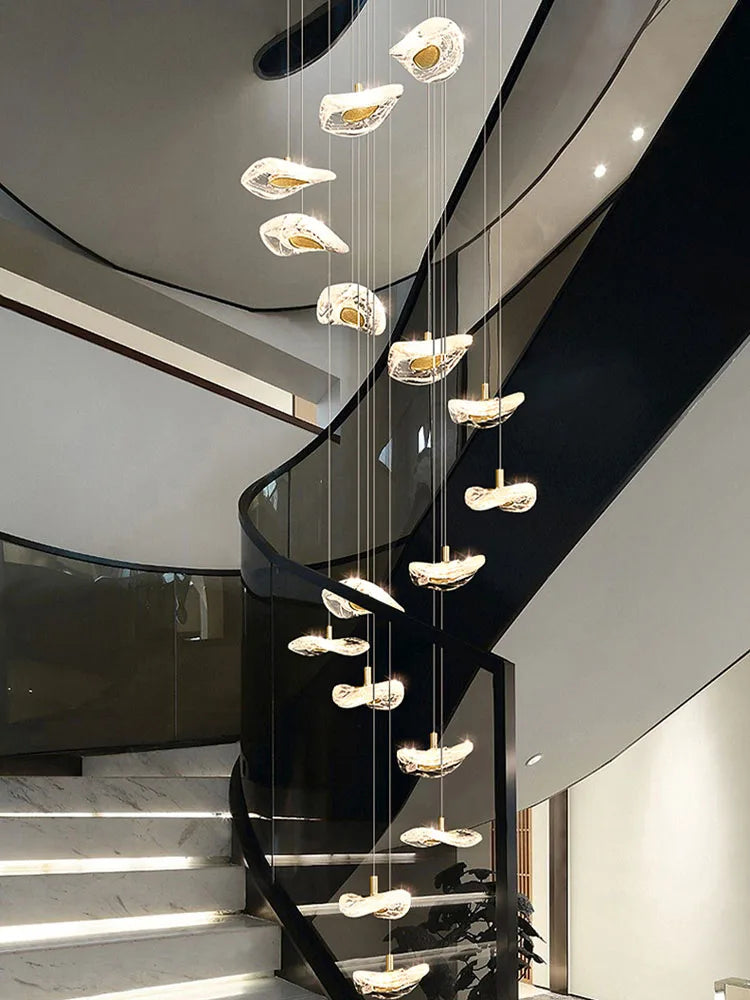 Afralia™ Crystal Glass Staircase Chandelier: Modern Nordic Luxury Living Room Lighting