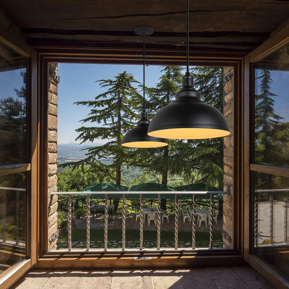 Afralia™ Iron Black Pendant Lights Vintage Nordic Modern Hanging Lamps for Living Room
