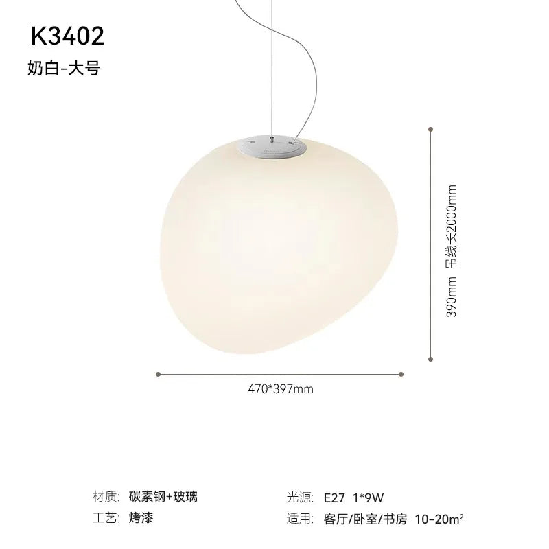 Afralia™ Glass Pebble Pendant Lights LED E27 Minimalist Design for Restaurant, Living Room, Bedroom