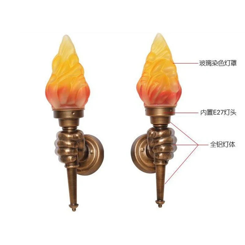 Afralia™ Modern Torch Hand Wall Lamp for Bathroom Stair Outdoors Lighting