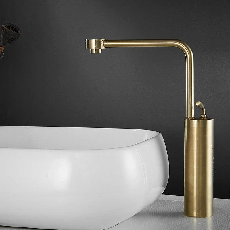 Afralia™ Brushed Gold Kitchen and Bathroom Faucet Swivel Sink Water Crane, Hot Cold Basin Faucet