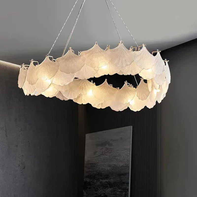 Afralia™ Maple Glass Chandelier Pendant Light Fixture for Living Room Bedroom