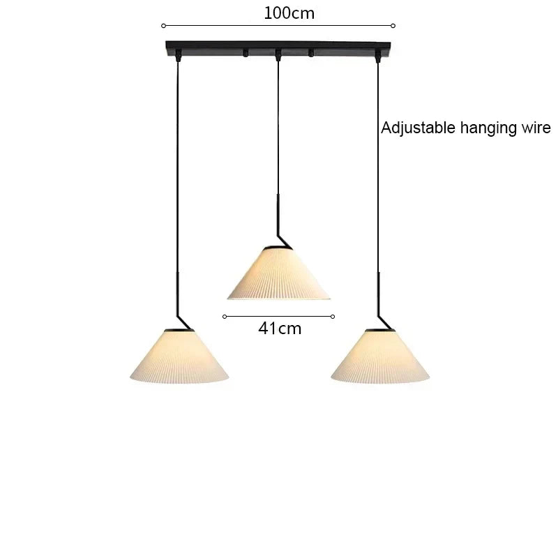 Afralia™ Cream LED Pendant Light Nordic Pleated Chandelier for Home Decoration