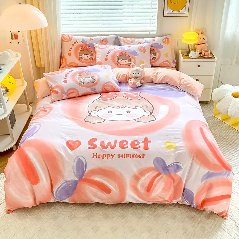 Afralia™ Flower Single Double Bedding Set Full Size Cotton Duvet Cover High Quality Quilt Cover Set