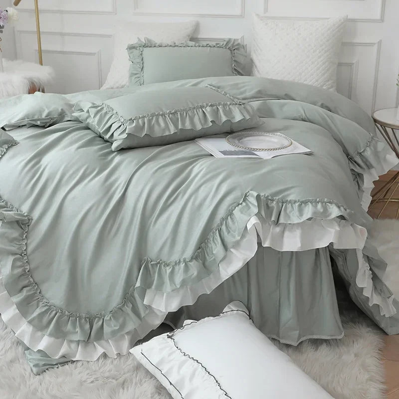 Afralia™ Princess Cotton Bedding Set: King Queen Twin Double Size Duvet Cover Sets