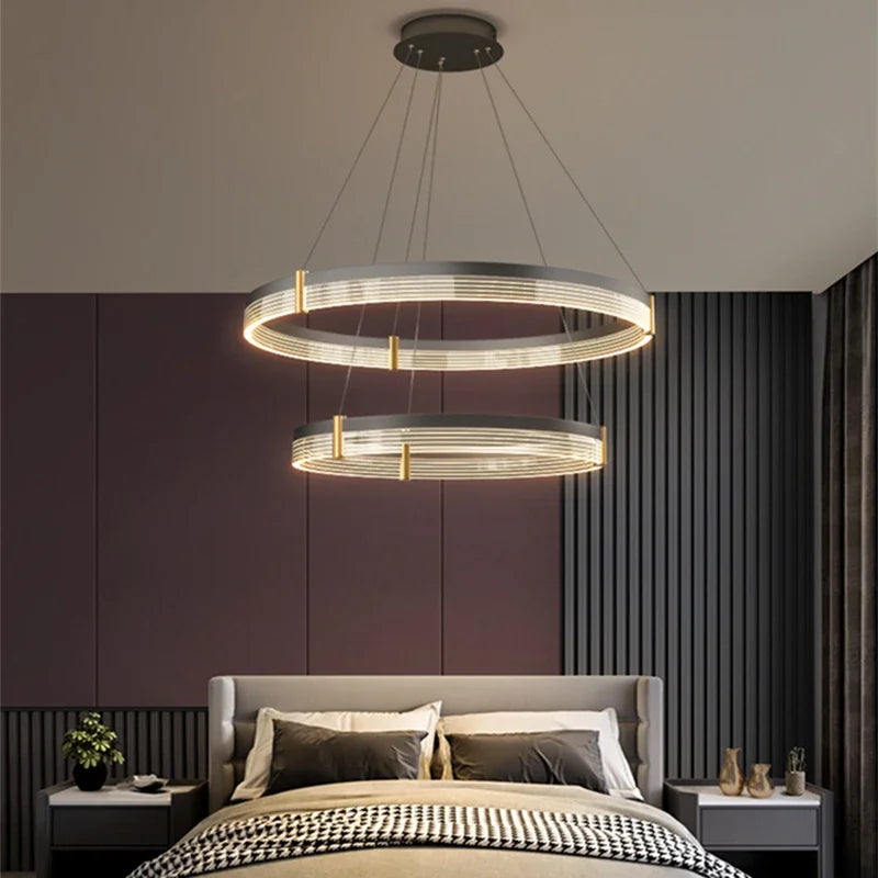 Afralia™ Circle Chandelier Acrylic Shade, High-End Designer Hanging Lighting for Home and Restaurant
