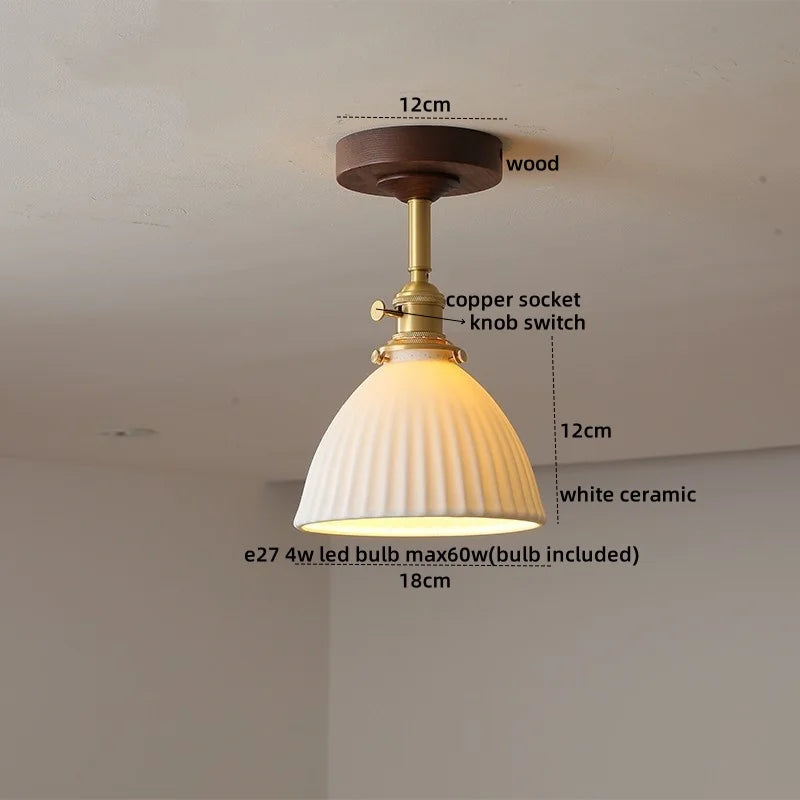Afralia™ Modern Wood Glass LED Ceiling Light for Living Room, Aisle, Balcony, Indoor Lighting