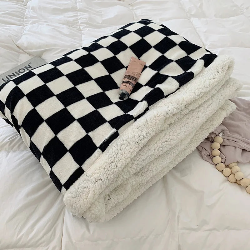 Afralia™ Nordic Checkerboard Weighted Blanket 150x200 Soft Cozy Fluffy Warm Blanket