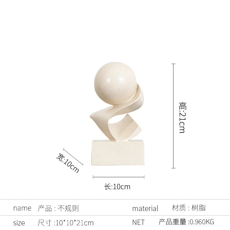 Afralia™ Golden Ring Black and White Striped Abstract Resin Figurines Home Decor