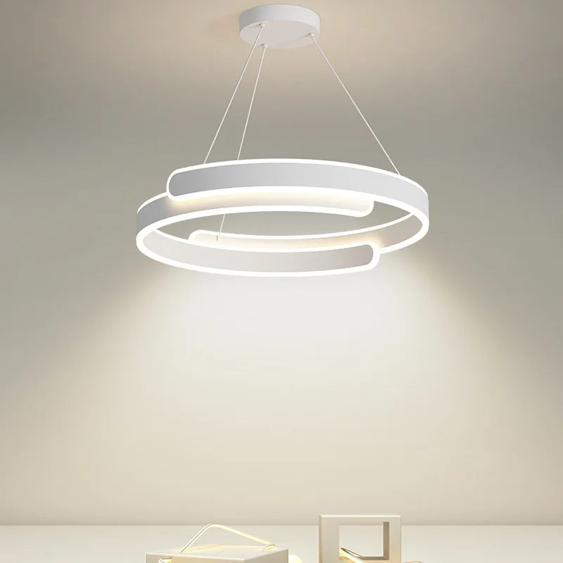 Afralia™ Modern LED Chandeliers | Black White Lights | Round Lamps