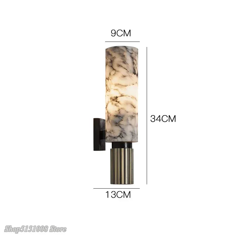 Afralia™ Dolomite Marble Wall Light Modern Art Nordic Living Room Bedroom Wall Sconce