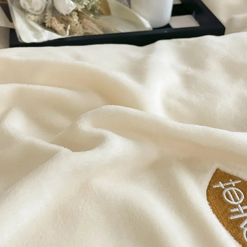 Afralia™ Winter Warm Coral Velvet King Size Bedding Set