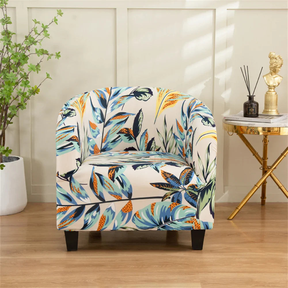 Afralia™ Printed Tub Chair Cover - Armchair Slipcover for Club Sofa