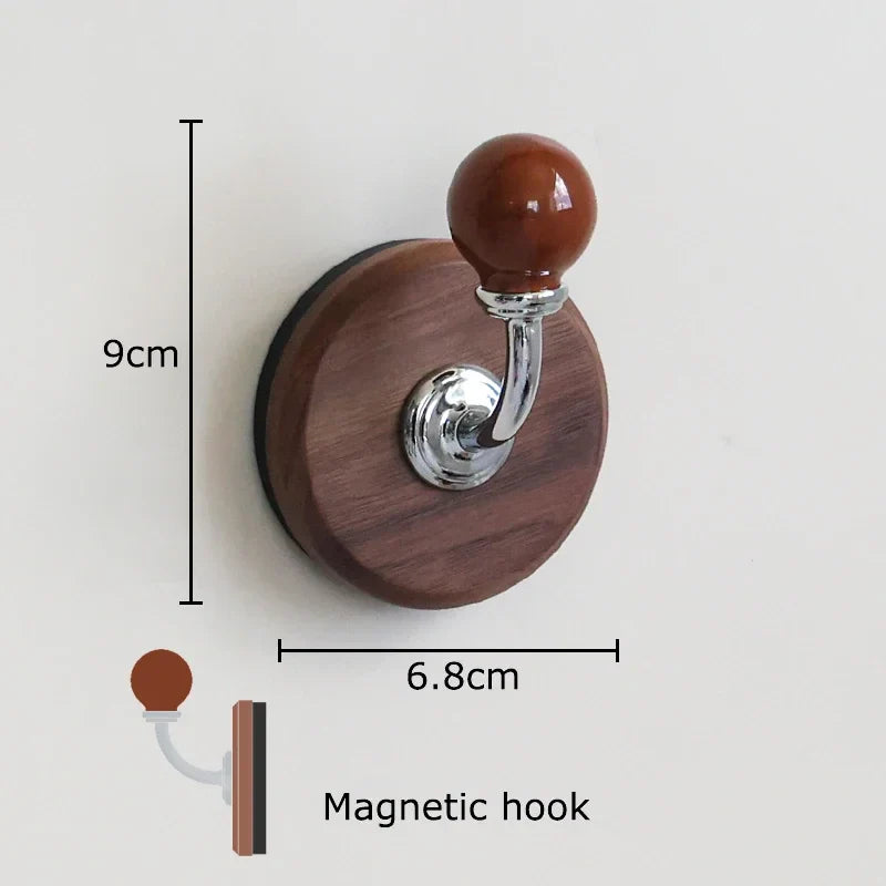 Afralia™ Walnut Wood Bending Hook Wall Storage Organizer