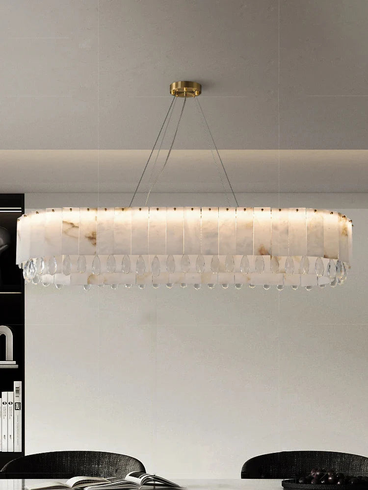 Afralia™ Crystal Marble Ceiling Chandelier LED Hanging Lamps for Dining Room